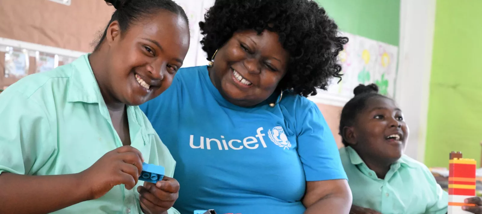 UNICEF with two women